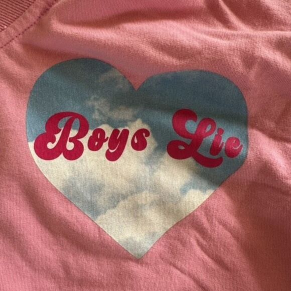 Boys Lie Head in the Clouds Cropped Pink Pullover Sweatshirt Size L/XL - Picture 5 of 8